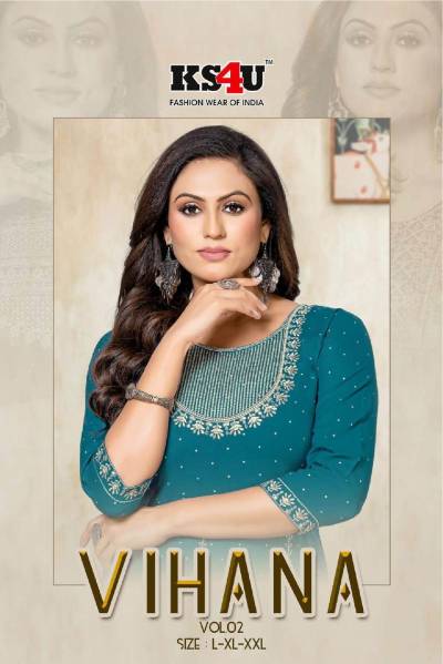 VIHANA VOL 2 BY KS4U FANCY EMBROIDERY KNEE LENGTH KURT WHOLESALER